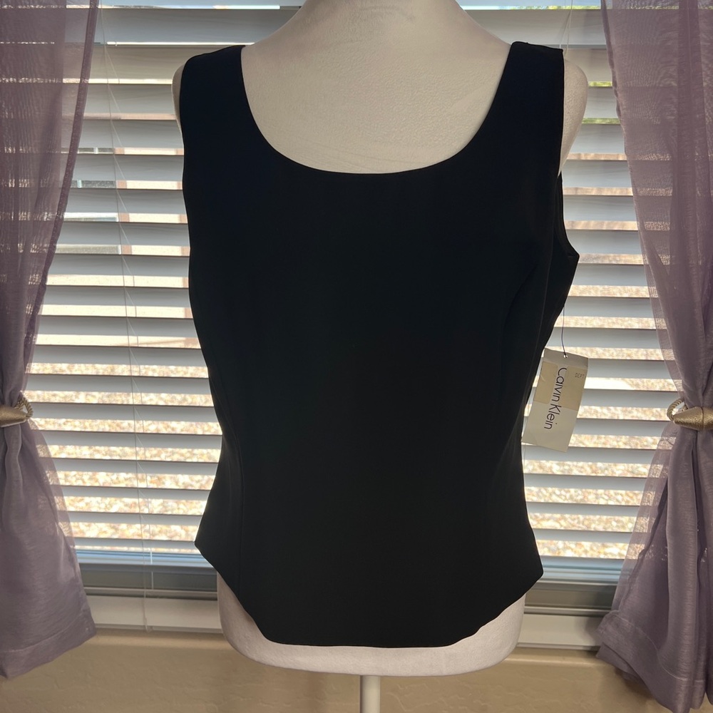 NWT Calvin Klein Black Fitted Tank Top with Side Zipper